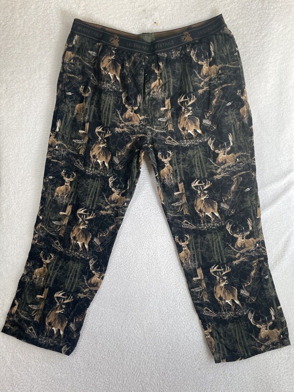 Legendary Whitetails Pants Men 2XL Deer Camo Wildlife Base Layer Stretch Waist